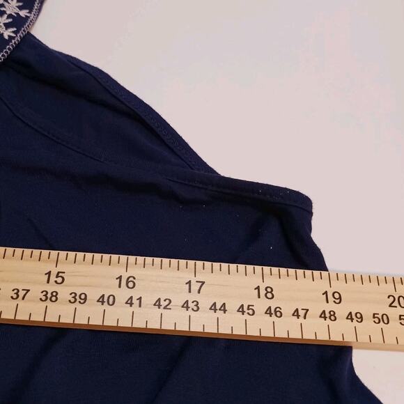 Cable & Gauge Halter Top Women's Large Navy Embellished Neckline EUC - Picture 7 of 8